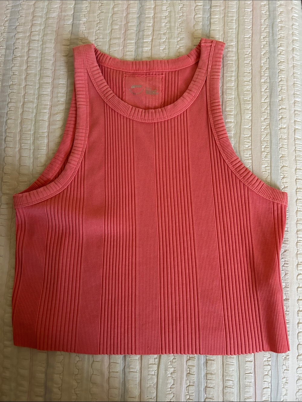 aerie Ribbed Crop Tank in Coral